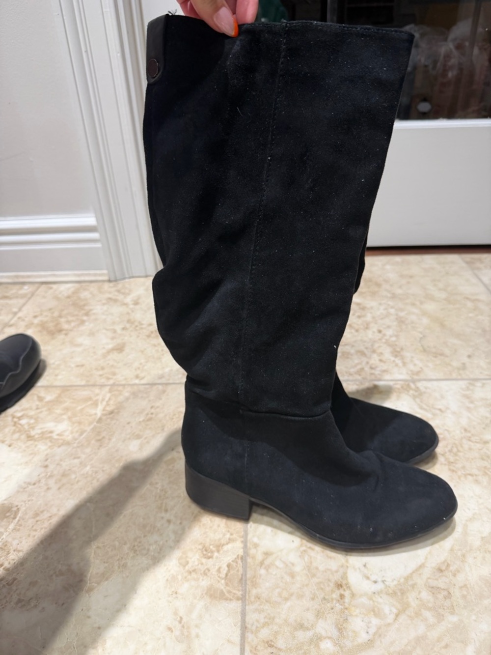 Black Suede Mid-Calf Boots
